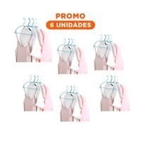 Pack6 Gancho Basico de Plastico Celeste Circulo en Centro de 4 Piezas Ropa