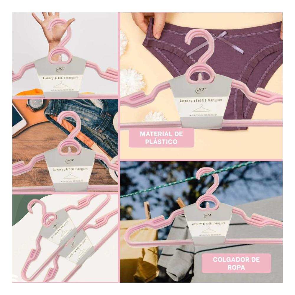 Colgador Clasico de Plastico Rosado Circulo en Medio de 4 Piezas Closet