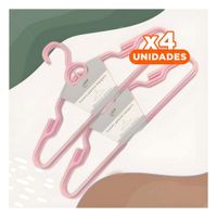 Pack4 Colgador Compacto de Plastico Rosado Circulo en Medio de 4 Piezas Prendas