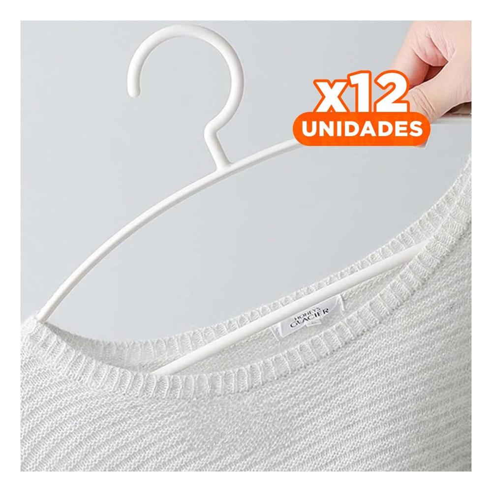 Pack12 Percha Estilo Hogar de Plastico Blanco Media Luna de 4 Piezas Y+Papel Regalo