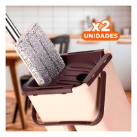 Pack2 Kit de Limpieza 360 con Balde Centrifugador Beige y Marron Practico Y+Papel Regalo