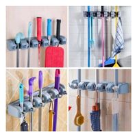 Accesorio de Pared para Escobas con 5 Espacios para Casa Color Plomo