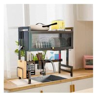 Organizador Negro de Cocina con Lavadero y Alacena Superior con Puerta Y+Papel Regalo