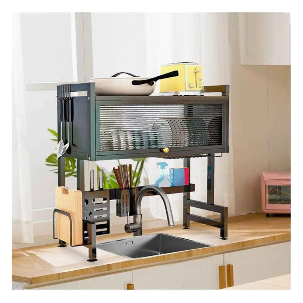 Organizador Negro de Cocina con Lavadero y Alacena Superior con Puerta Y+Papel Regalo