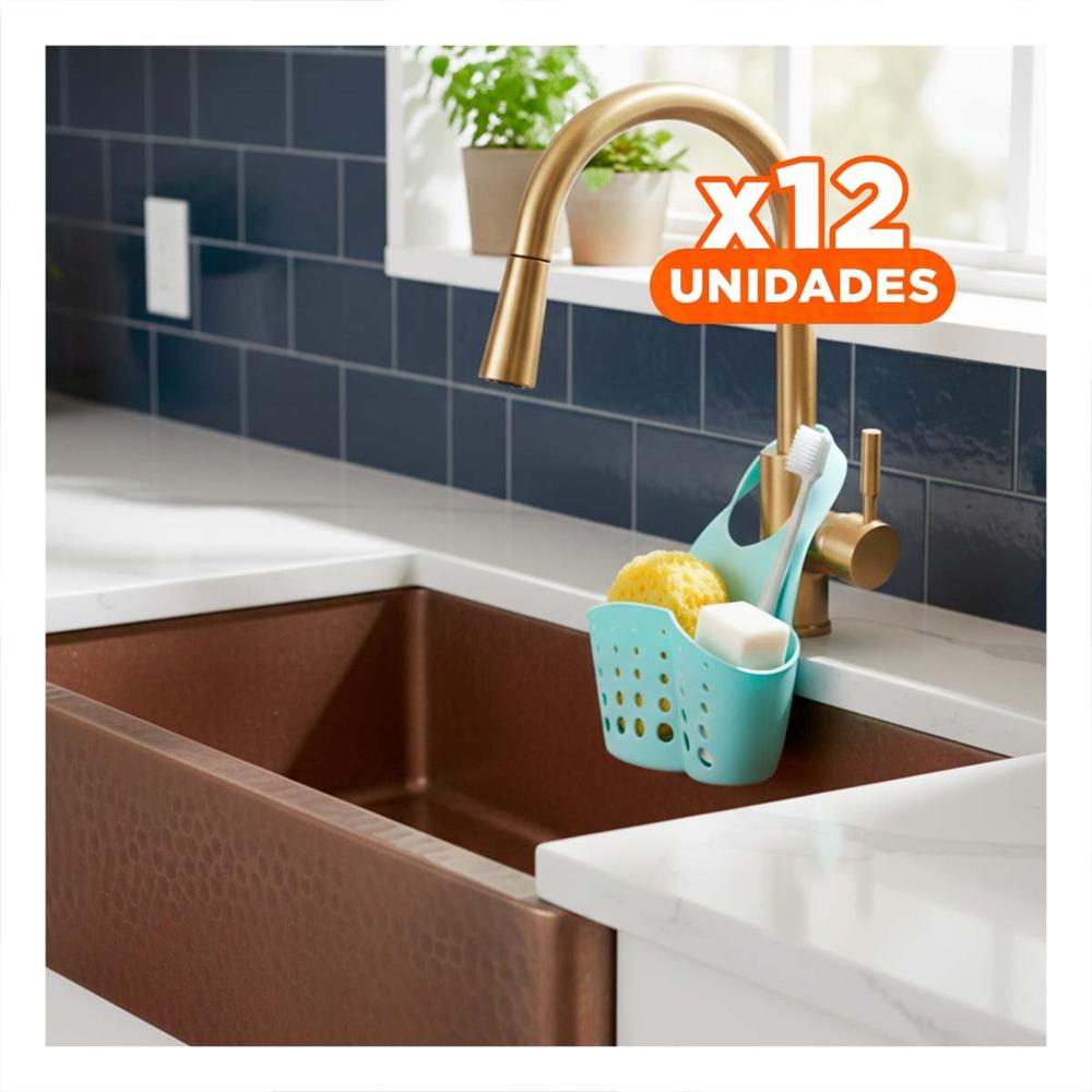 Pack12 Estante Colgante Celeste Decorativo para Bano y Cocina 19x15cm