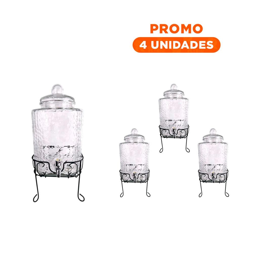 Pack4 Objeto de Bebida Transparente 6L con Base Metalica para Eventos Familia Y+Regalo Sticker