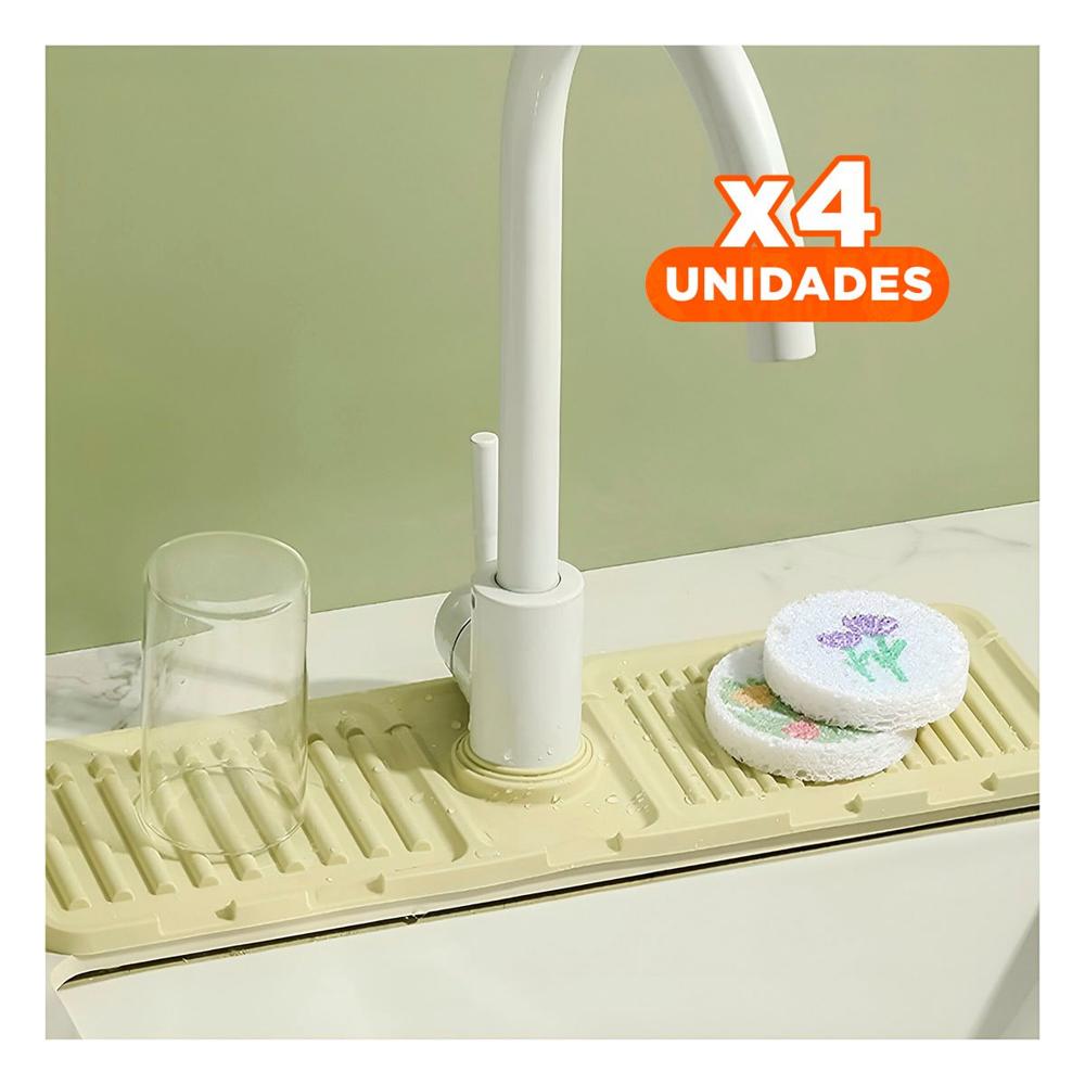 Pack4 Base de Piso Antideslizante para Cocina y Ambientes del Hogar Verde Y+Papel Regalo