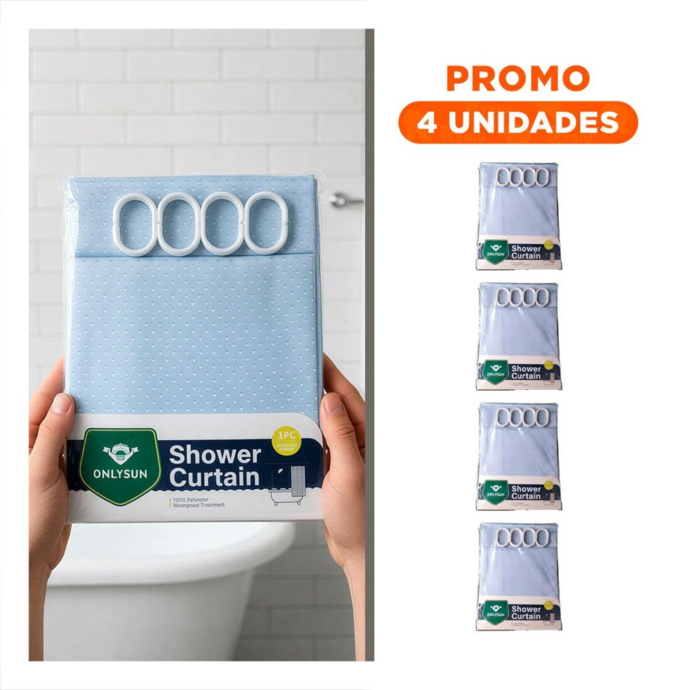 Pack4 Cubierta con Medidas 180x180cm para Ducha Celeste Patron Triangulos Y+Regalo Sticker