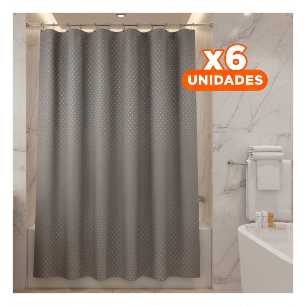 Pack6 Cubierta de Ducha con Patron Triangulos y Fondo Plomo 180x180cm Y+Papel Regalo