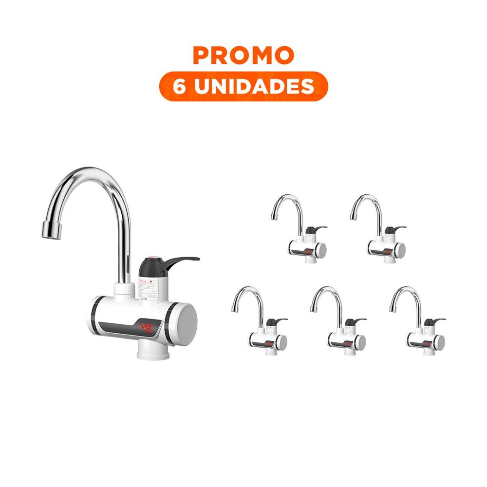 Pack6 Equipo Calentador de Agua Blanco con Flujo Constante para Uso Diario