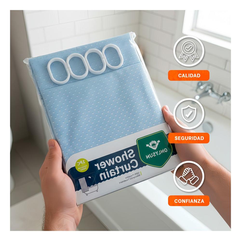 Panel para Espacio de Ducha con Patron Triangulos Color Celeste 180x180cm Y+Papel Regalo