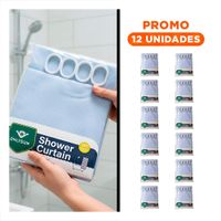 Pack12 Proteccion para Entorno de Ducha Patron Triangulos Celeste 180x180cm Y+Regalo Sticker