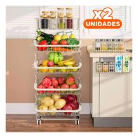 Pack2 Canasta almacenaje 5 niveles acero blanco con estructura resistente Y+Papel Regalo