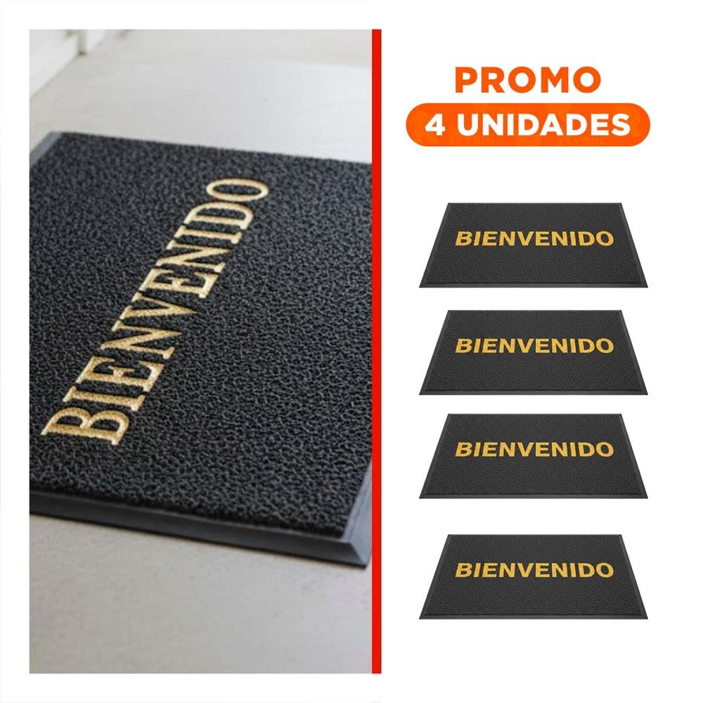 Pack4 Tapiz Rectangular Bienvenido Plomo para Entrada y Acceso Diario Y+Regalo Sticker