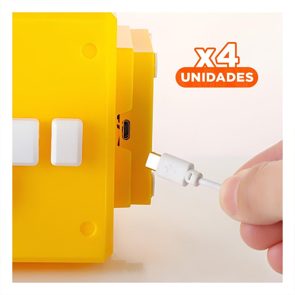 Pack4 Lampara Led con Sonido Decorativa Cubo Amarillo Estilo Personaje de Videojuego