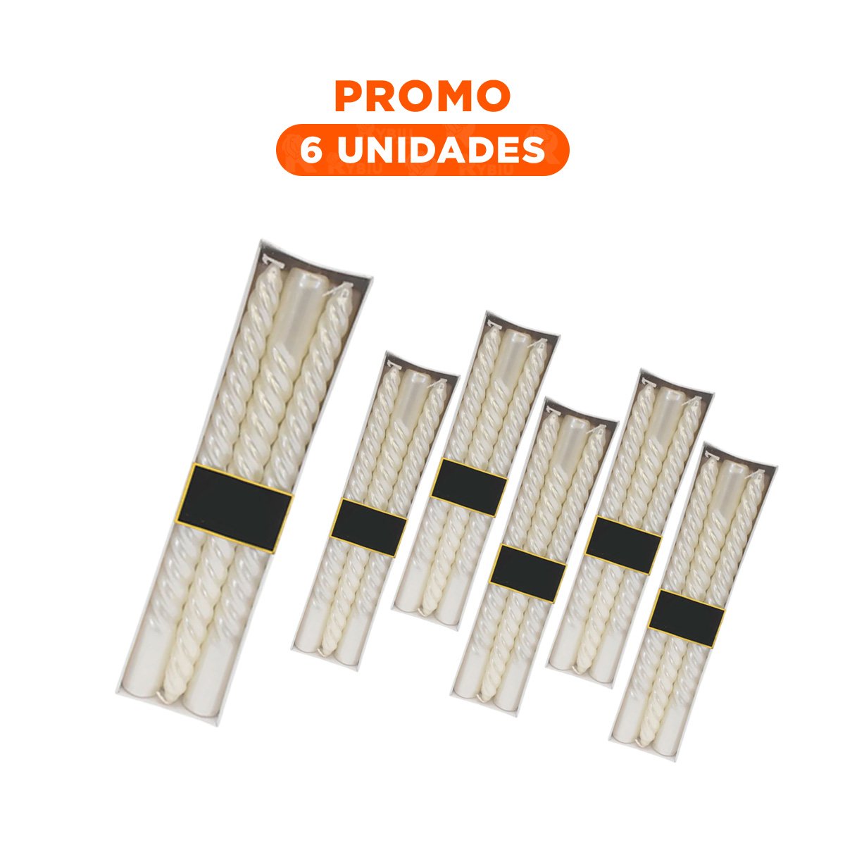 Pack6 Velones Largos de Cera con Ondas para Decoracion de Casa y Eventos
