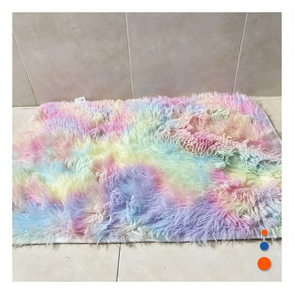 Tapete con Dimensiones 40x60cm Rectangular de Peluche Multicolor Y+Regalo Sticker