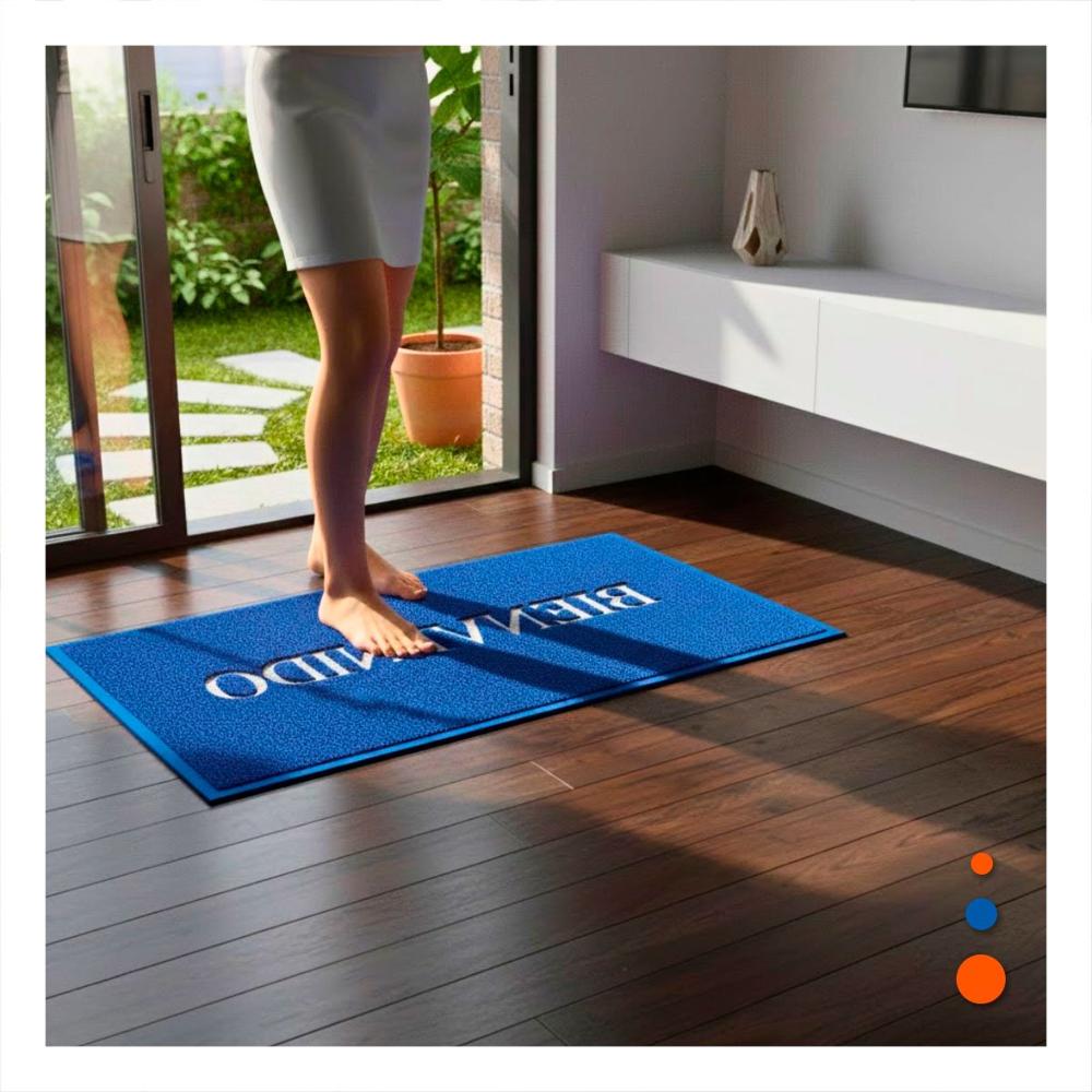 Felpudo Rectangular Bienvenido Negro Elegante y Practico de Cualquier Entrada Y+Regalo Sticker