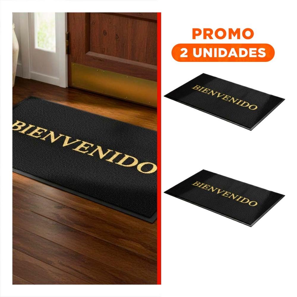 Pack2 Tapiz Rectangular Bienvenido Negro para Entrada y Acceso Diario