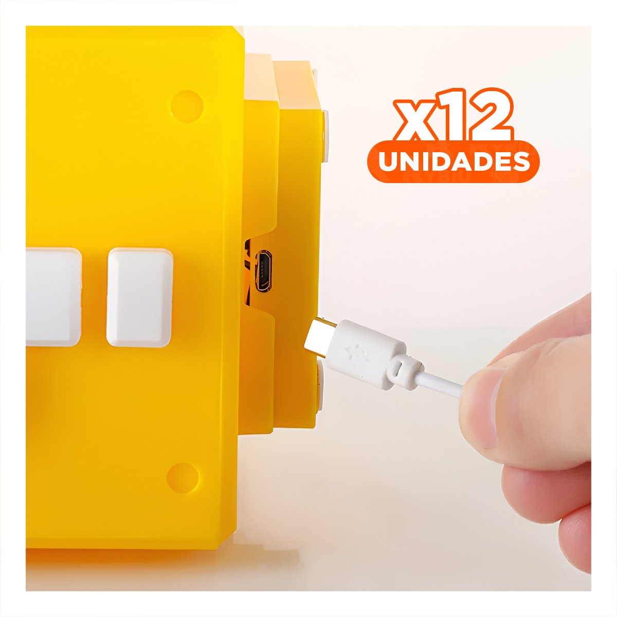 Pack12 Cubo Led con Sonido y Color Amarillo de Personaje de Videojuego Y+Papel Regalo