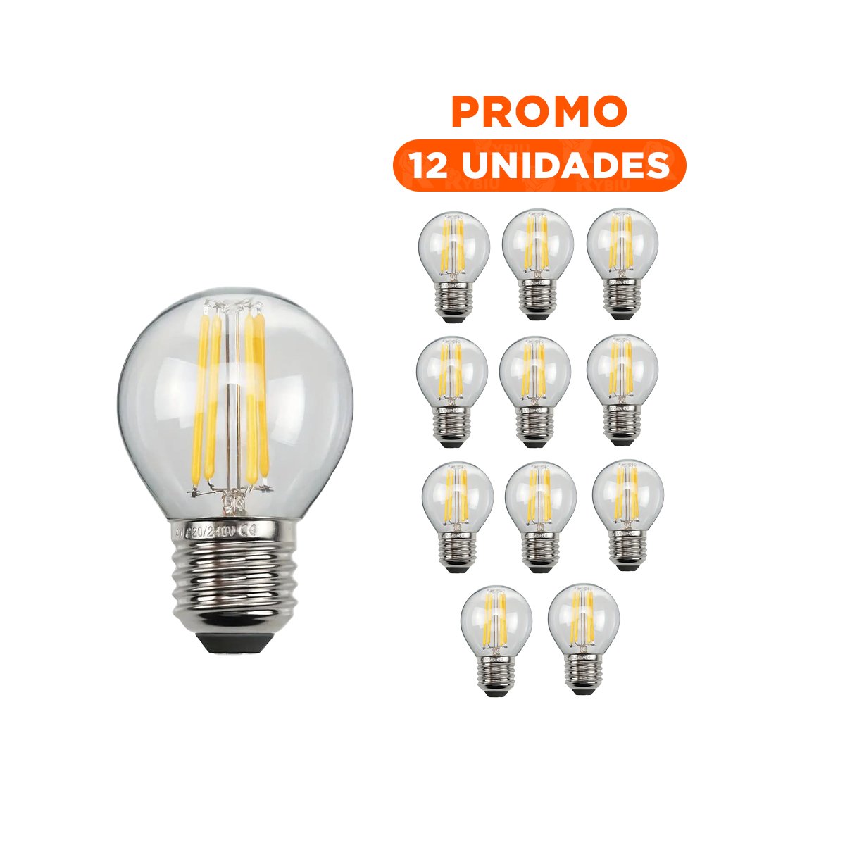 Pack12 Luminaria Compacta 4W Transparente Luz Blanca Para Hogar Casa Navidad Y+Regalo Sticker