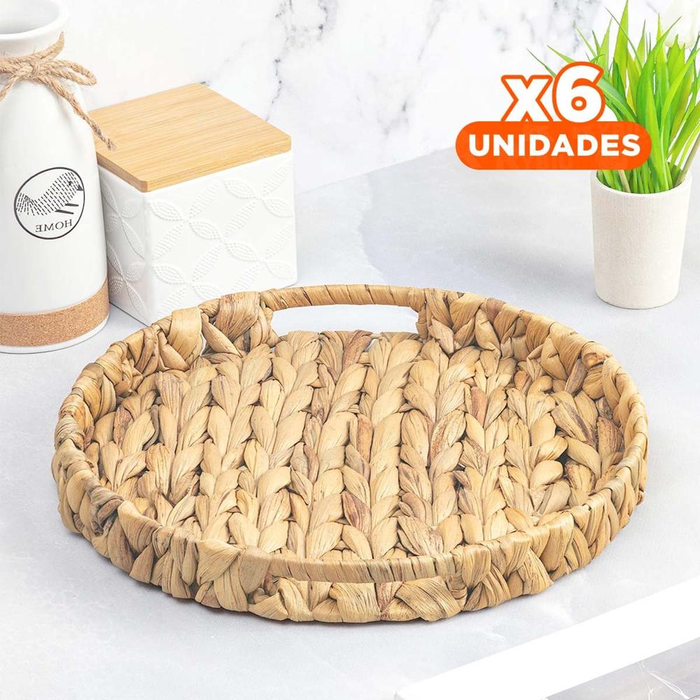 Pack6 Canasta elegante Grass 31x4cm Mostaza para guardar objetos de hogar Y+Papel Regalo