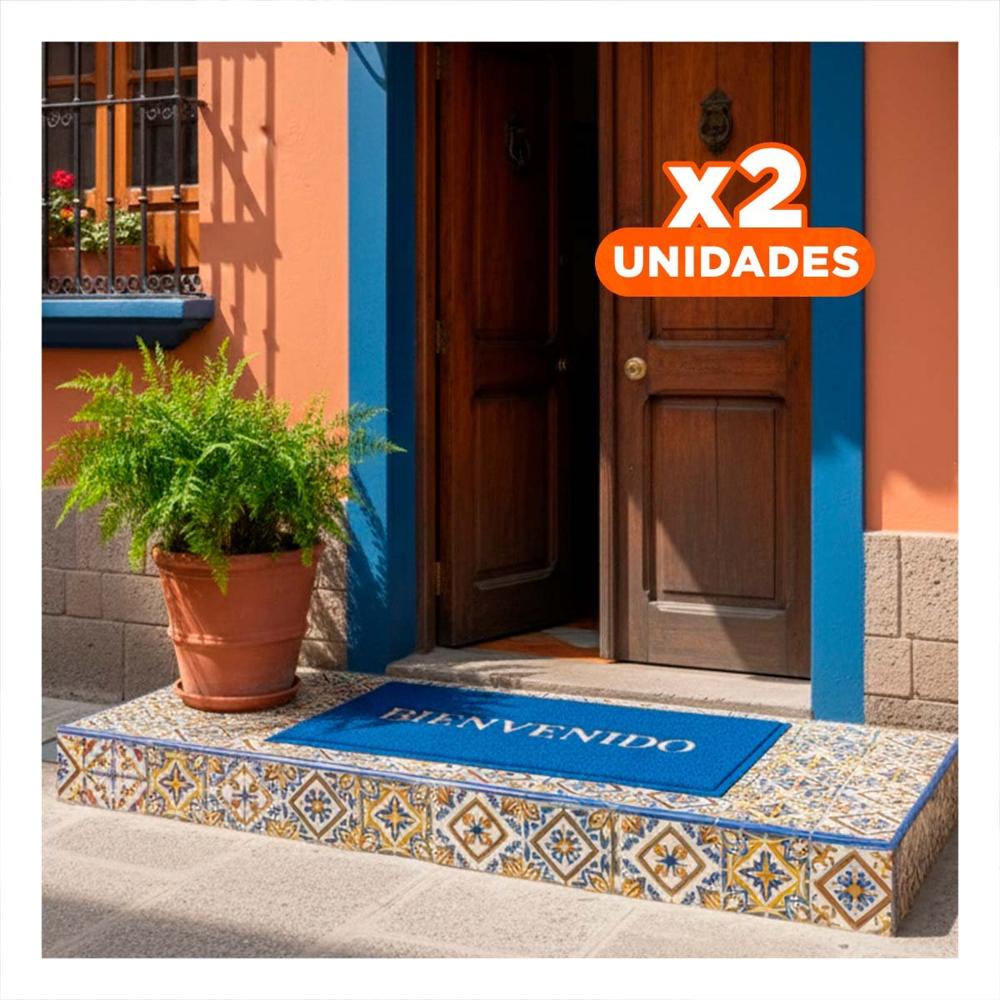 Pack2 Estera Rectangular Bienvenido Negro Funcional y Atractiva para Entradas Y+Regalo Sticker