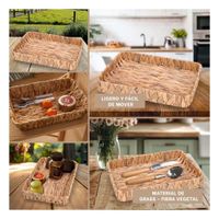Recipiente Tejido Rectangular Grass 36x28x6cm Mostaza Para Objetos Y Decoracion Hogar