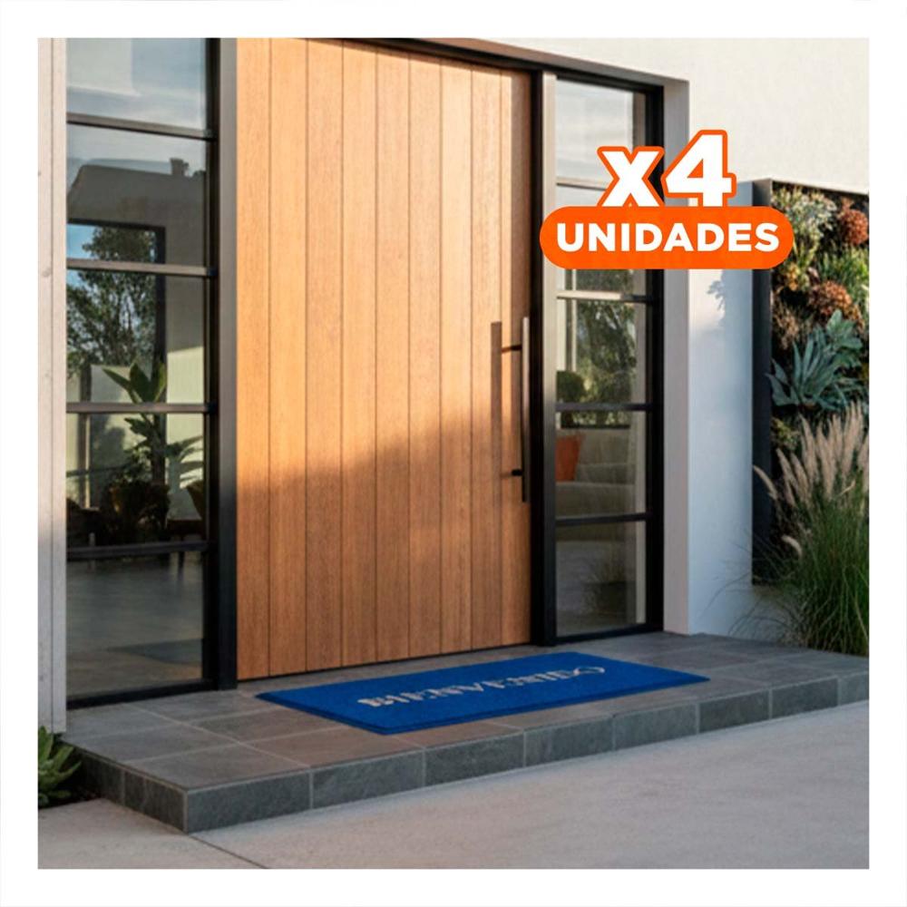 Pack4 Tapete Rectangular Bienvenido Negro Elegante y Resistente para Entrada de Casa