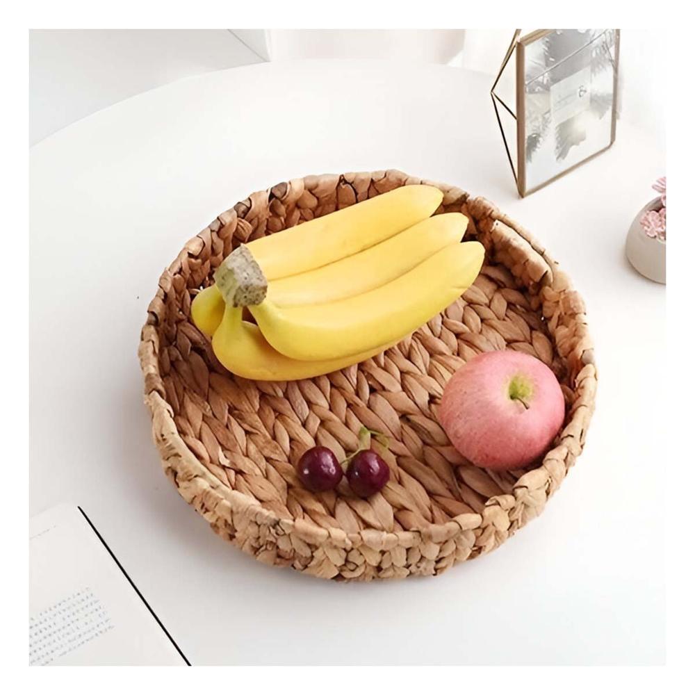 Cubo Circular Tejido Con Asas Grass 30x4cm Mostaza Para Uso Hogar Y+Regalo Sticker