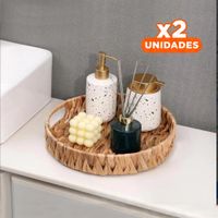 Pack2 Bolsa tejida circular Grass 27x4cm para Sala y Hogar Festivo Mostaza Y+Regalo Sticker
