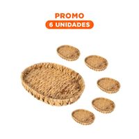 Pack6 Contenedor tejido ovalado Grass 29x20x4.5cm mostaza para ordenar ropa y accesorios