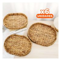 Pack6 Cesta tejida ovalada Grass 29x20x4.5cm mostaza para guardar utensilios Y+Regalo Sticker