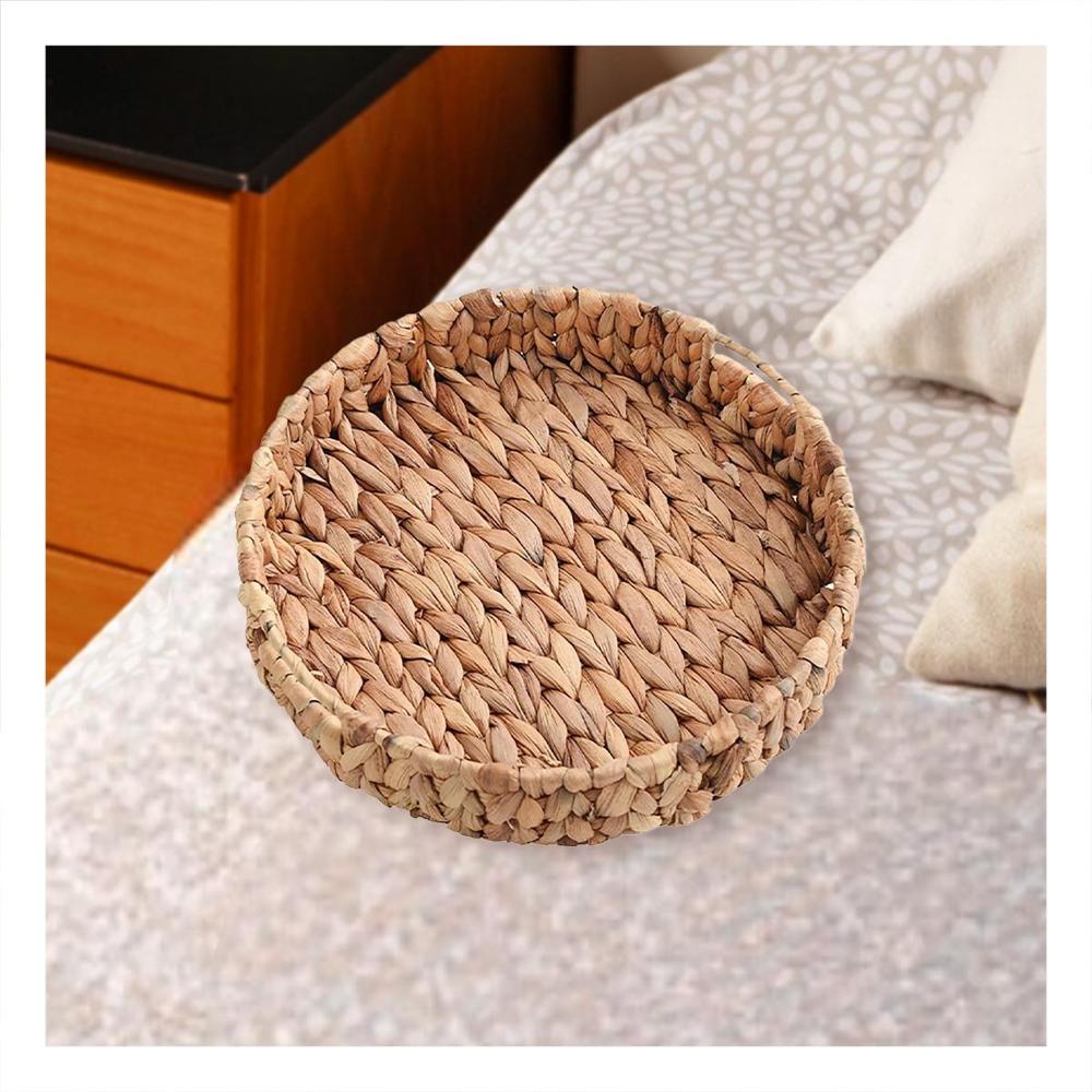 Canasto Redondo Tejido Grass 23x4cm Mostaza Para Hogar Y Navidad Festiva Y+Post It