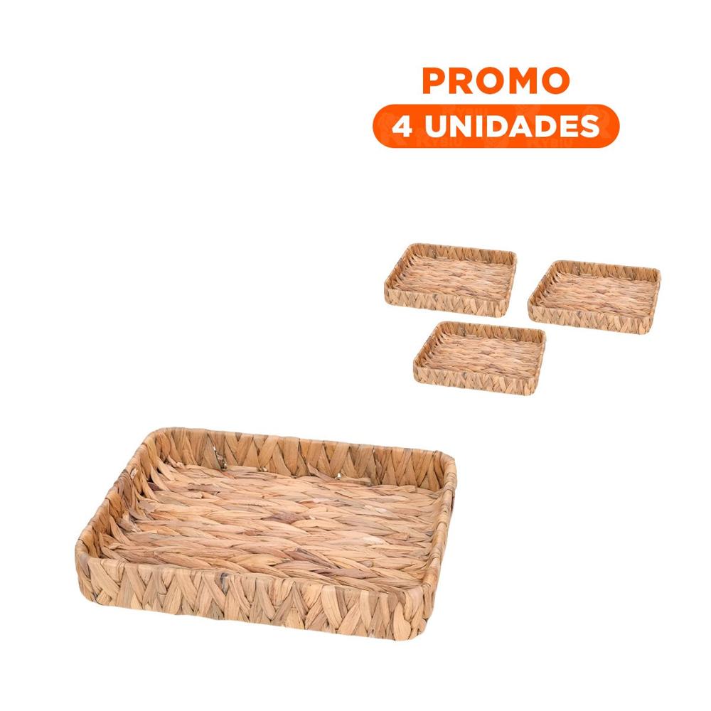 Pack4 Organizador decorativo rectangular Grass 31x23x4cm para ordenar en casa Y+Regalo Sticker