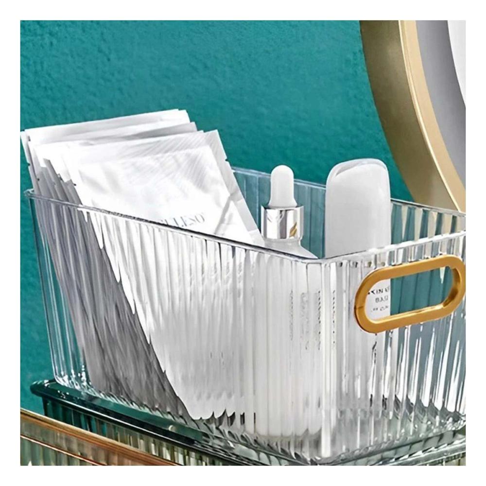 Bandejita Moderna de Acrilico Rectangular con Tapa y Asas Doradas Para Cocina Y+Regalo Sticker