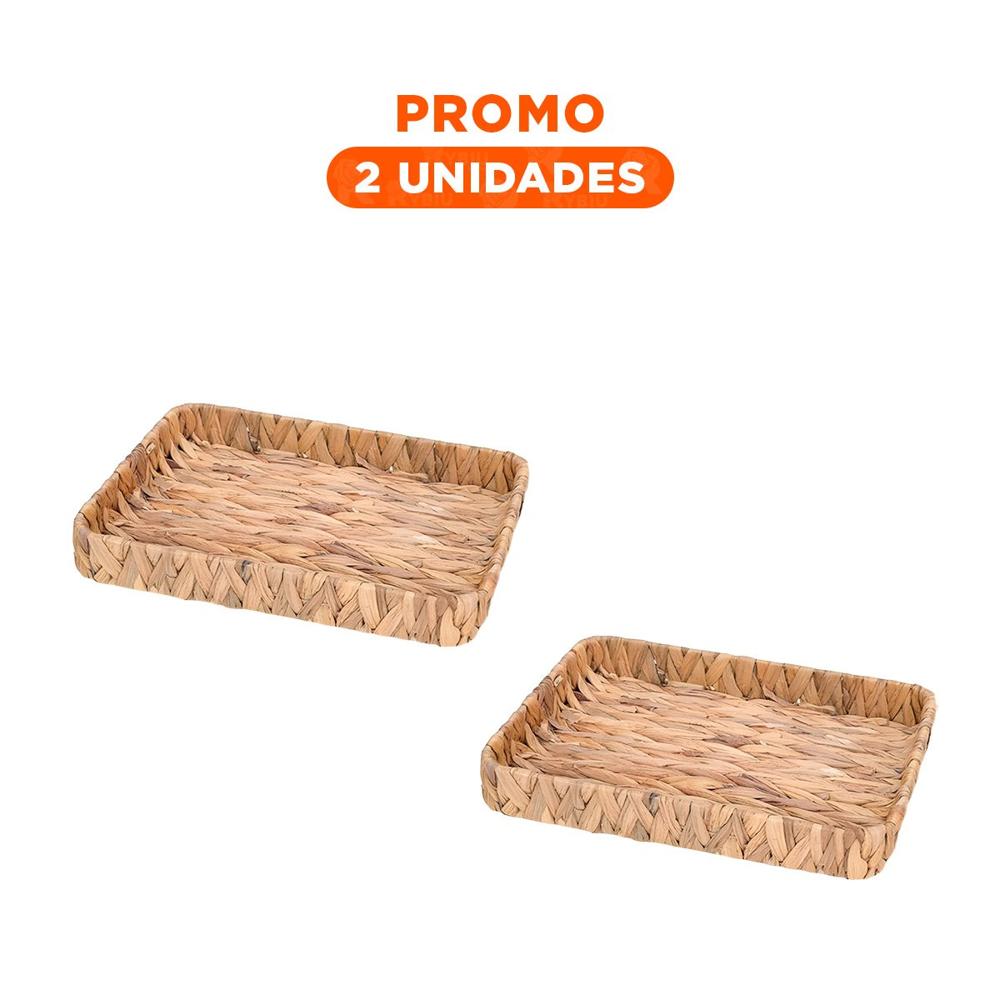 Pack2 Recipiente Tejido Rectangular Grass 36x28x6cm Mostaza Para Casa Y Organizar Cosas