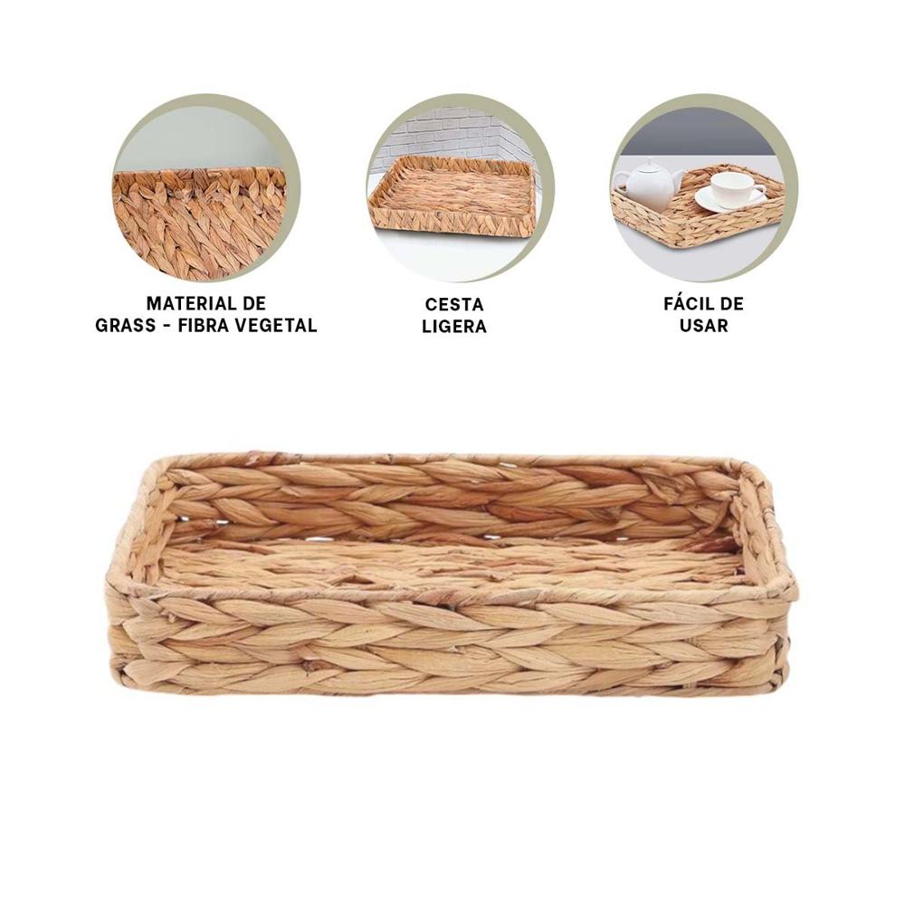 Canasta versatil rectangular Grass 31x23x4cm para casa y oficina Y+Ligas Regalo