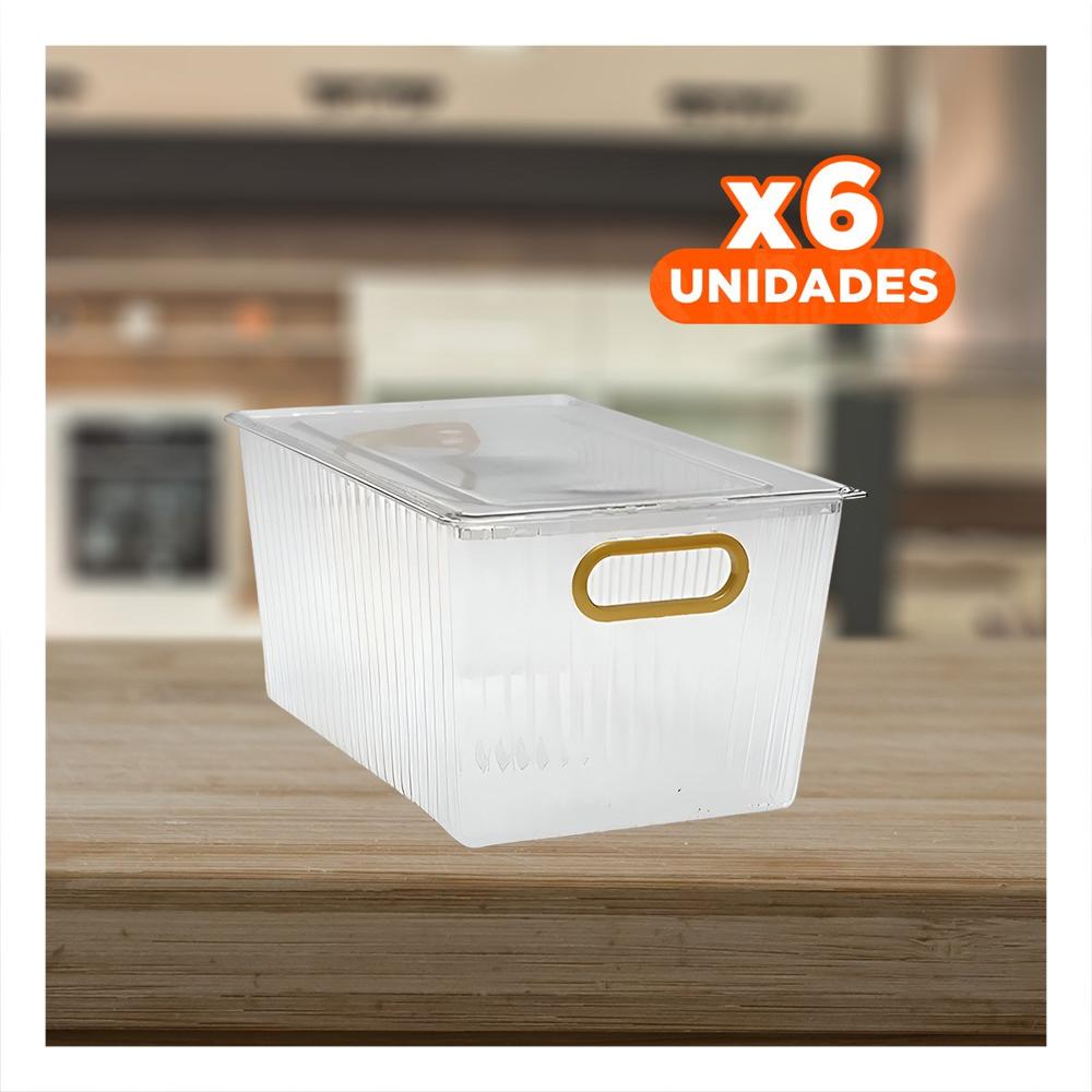 Pack6 Panel de Acrilico Rectangular con Tapa y Asas Doradas Para Organizar Y+Papel Regalo