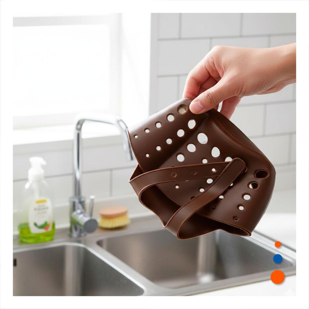 Portaobjetos Colgante Marron para Guardar Esponjas y Utensilios 19x15cm Y+Regalo Sticker