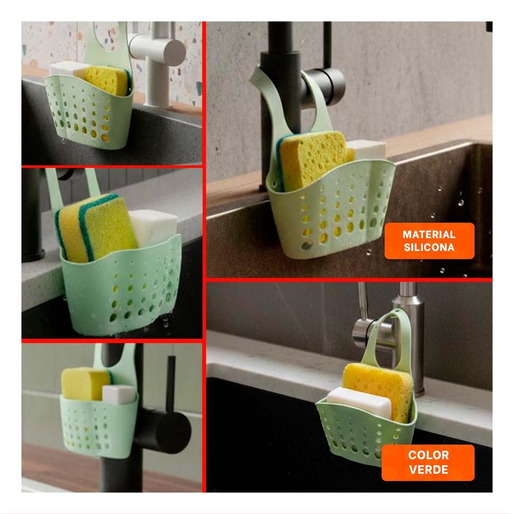 Portaobjetos Colgante Verde para Organizar Productos de Bano 19x15cm