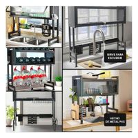 Organizador de Platos para Lavadero de Cocina con Alacena Superior Negro