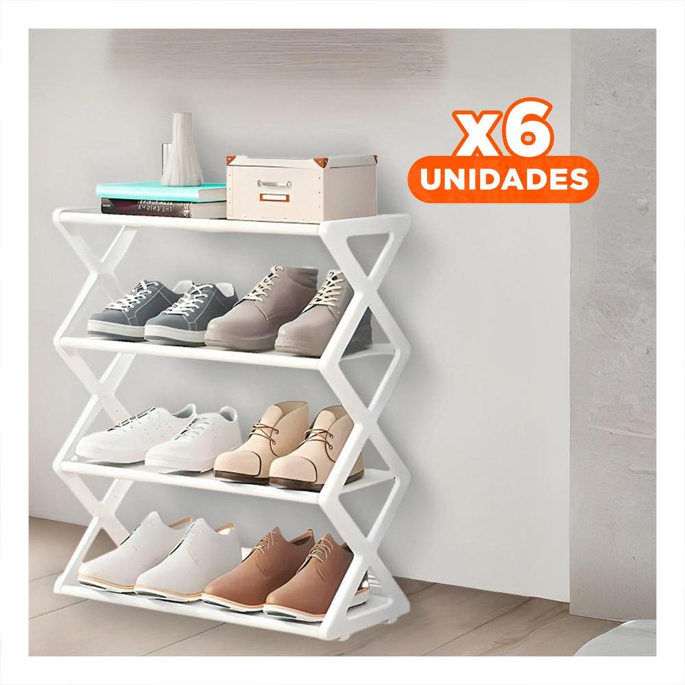 Pack6 Estante Decorativo 4 Niveles Blanco para Zapatos Y+Papel Regalo