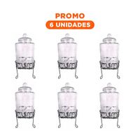 Pack6 Pieza de Bebida Transparente 6L con Base Metalica para Mesa Social