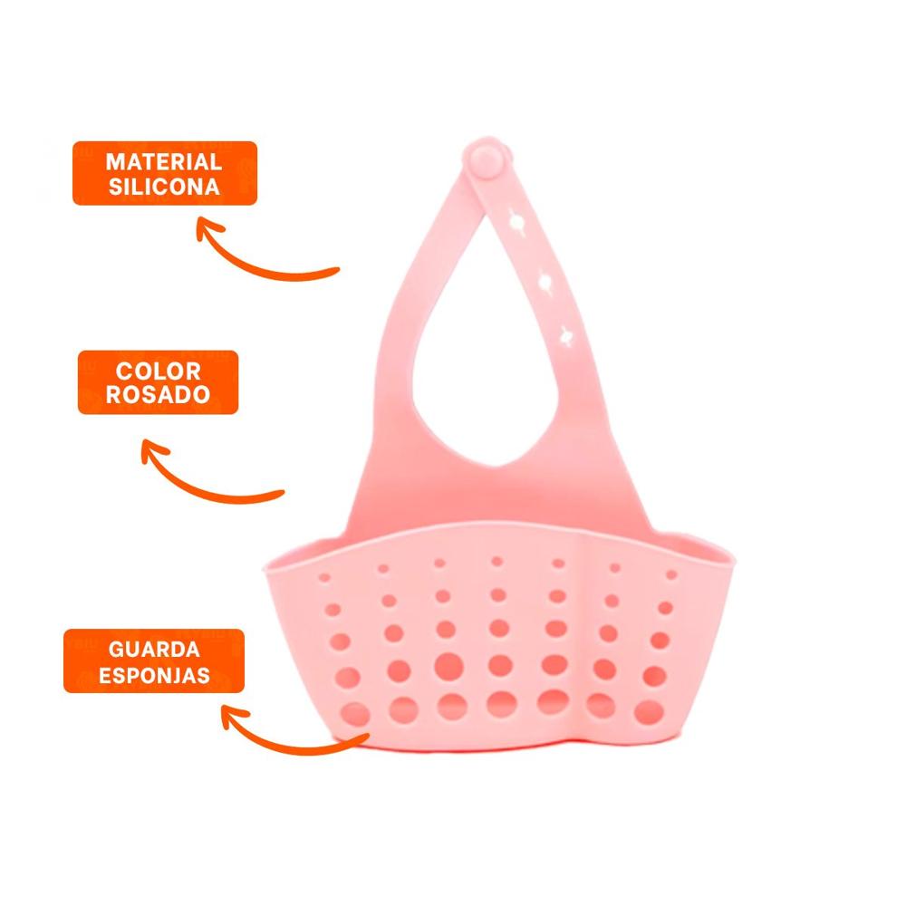 Bandeja Colgante Rosado para Organizar Jabones y Esponjas 19x15cm Y+Ligas Regalo