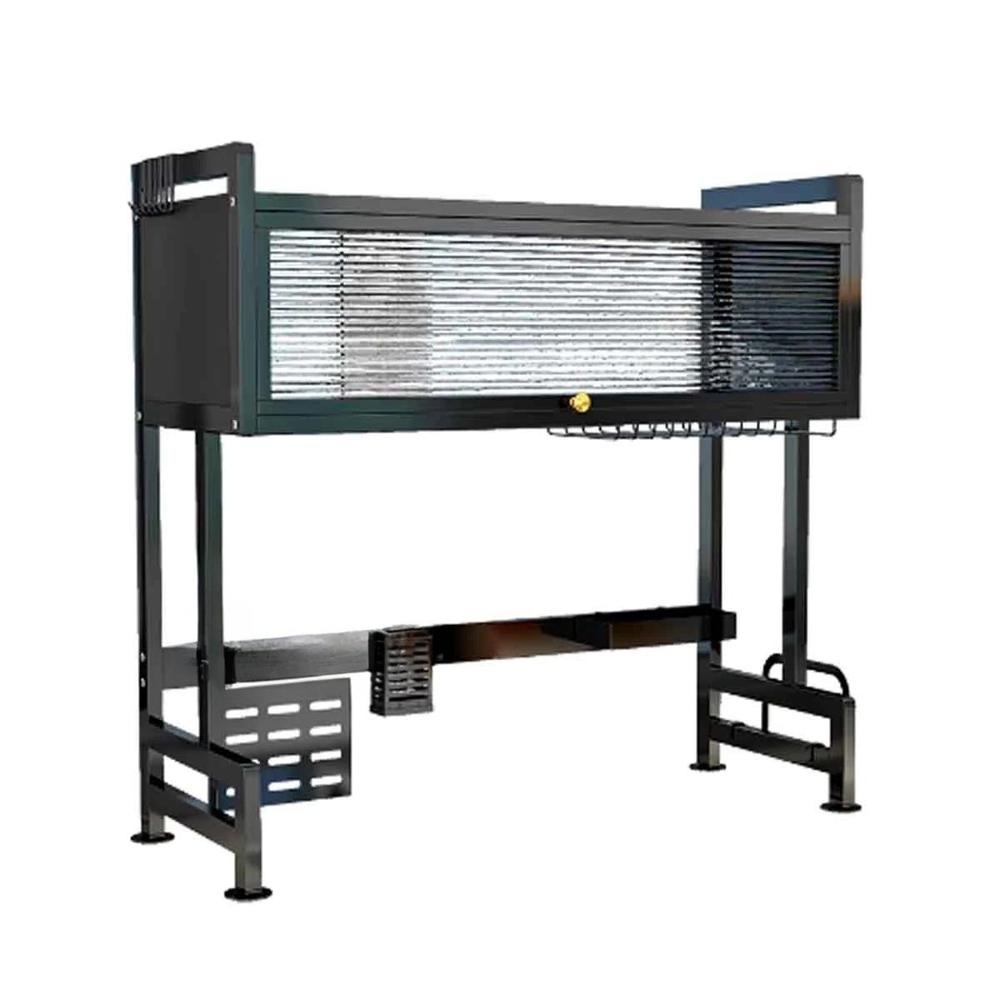 Organizador de Cocina Negro con Alacena Superior y Puerta Integrada Y+Ligas Regalo