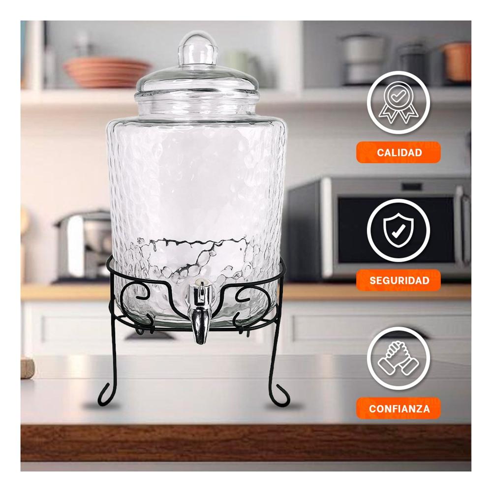 Producto de Bebida Transparente 6L con Base Metalica para Mesa y Eventos Y+Post It