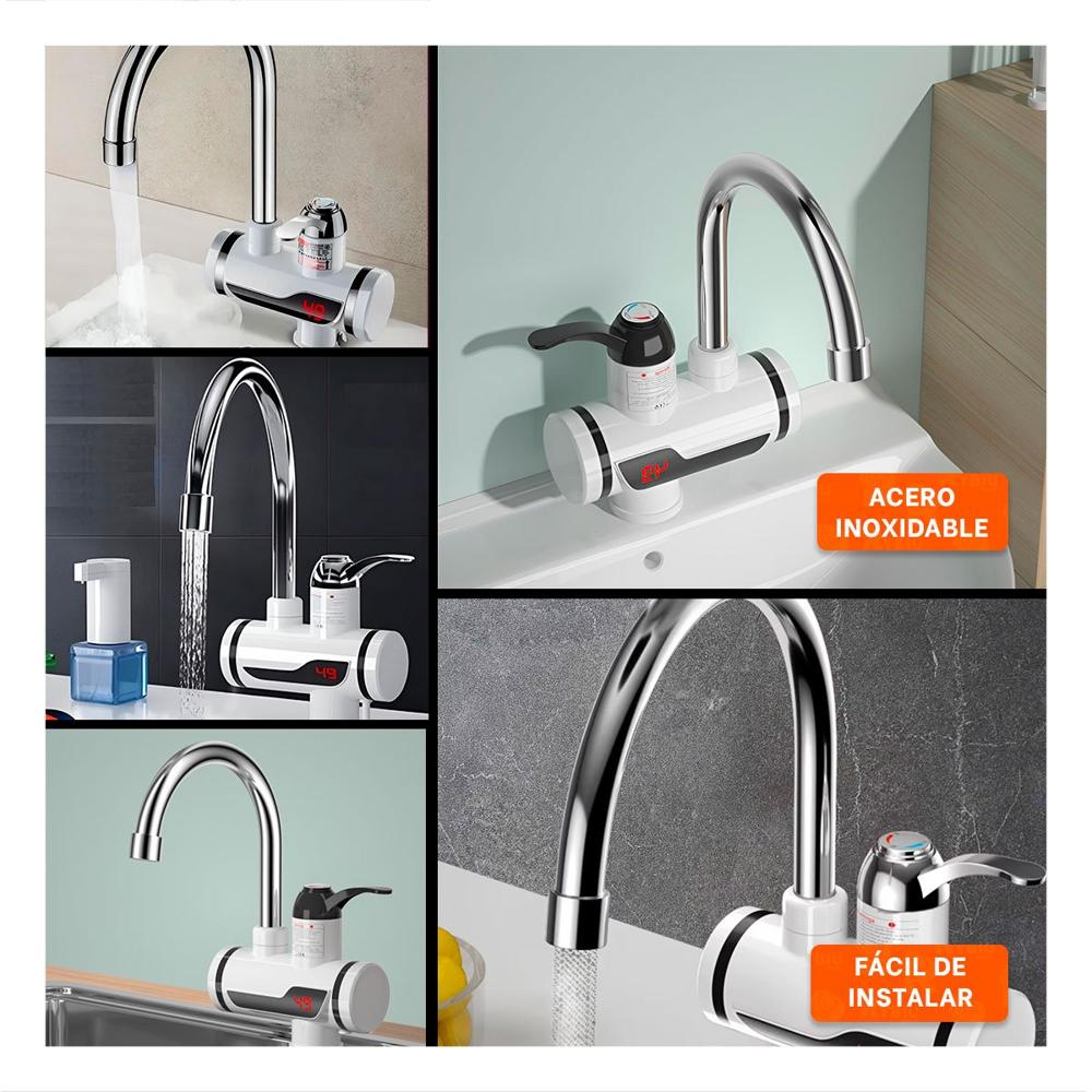 Llave Calentadora de Agua Color Blanco con Control Suave para Cocina y Hogar