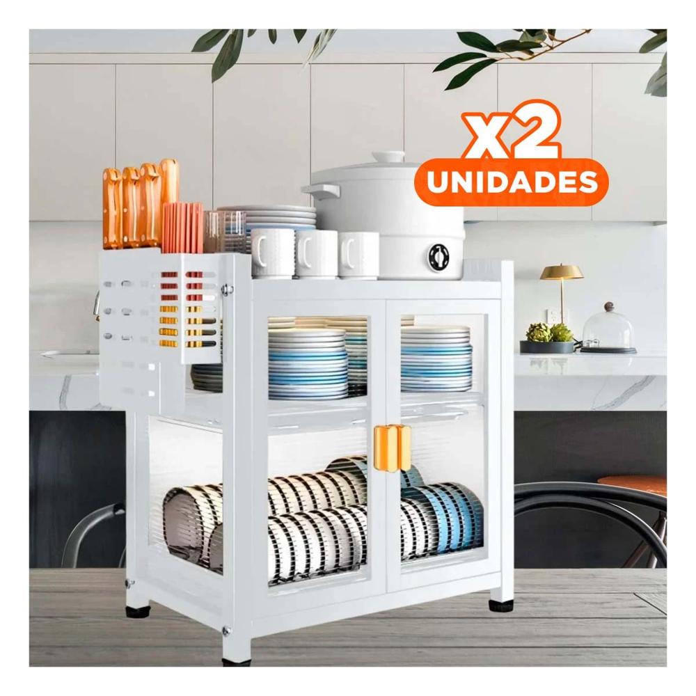 Pack2 Escurridor de Platos con Puertas y Bandejas Interiores en Color Blanco Y+Papel Regalo