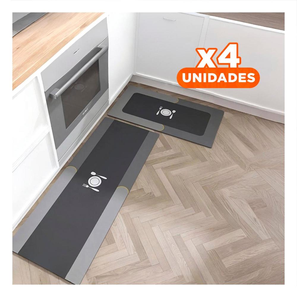 Pack4 Base de Piso Antideslizante para Cocina y Ambientes del Hogar Plomo Y+Papel Regalo
